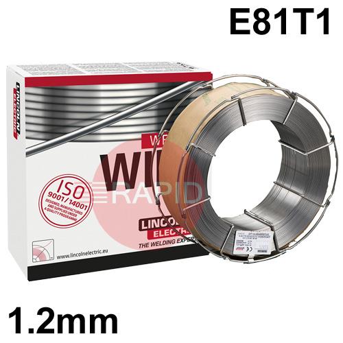 81-K2-H12  Lincoln Electric OUTERSHIELD 81 K2-H, 1.2mm Gas-Shielded Flux Cored MIG Wire, E81T1-K2M-JH4