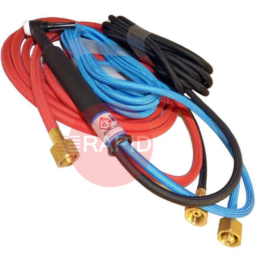 CK-CK2325SF  CK 230 Water-Cooled 300 Amp TIG Torch with 8m Superflex Cables, G3/8 Machine Connections, 2 Series Head Accessories