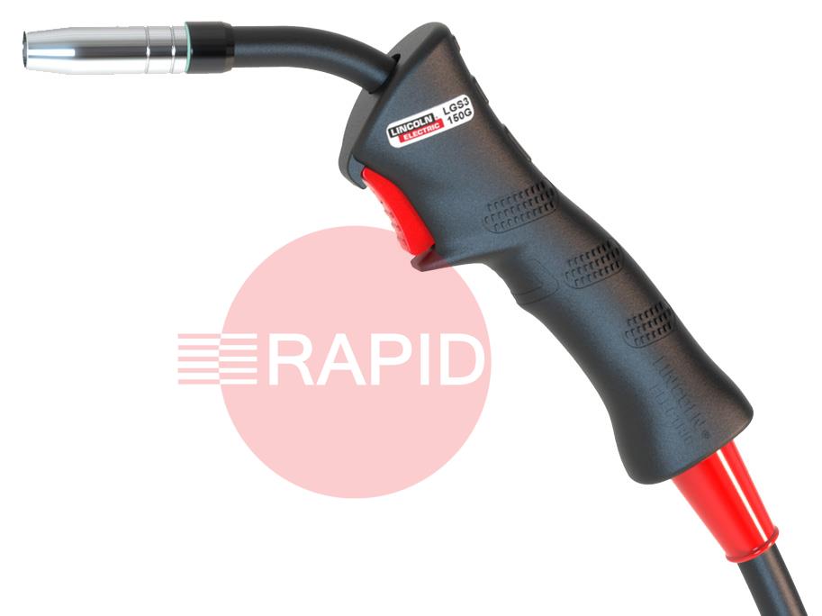 W10430-15-3M  Lincoln LGS3-150G Air Cooled 180A MIG Torch - 3m